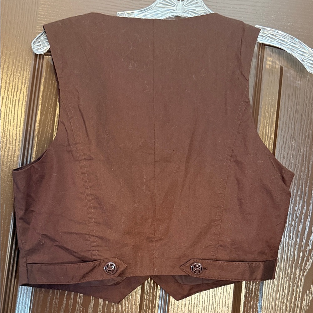 Bebe Chocolate Brown Buttoned Vest Top - Picture 5 of 5